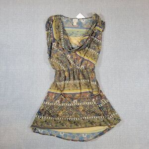 Eyelash Couture Dress Women Large Sleeveless Sheer‎ Lined Belt Green Ladies